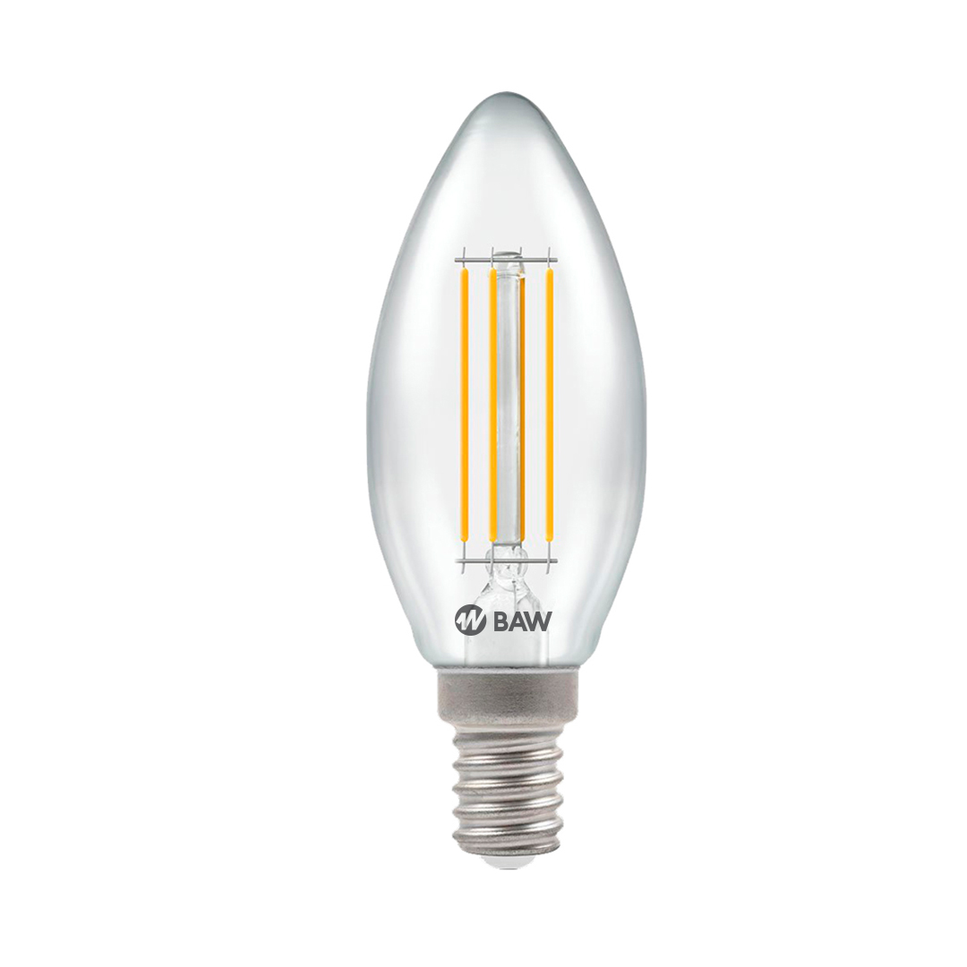 Lámpara de filamento LED Vela 4W, 3000° K, E14