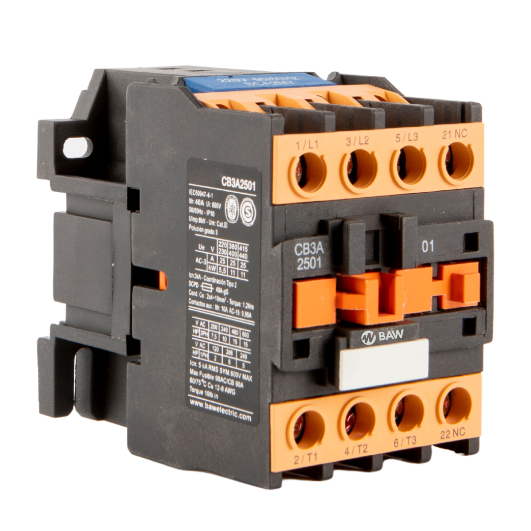 Contactor 3P 11kW AC3 25A 1NC Bobina 220Vca 50 60Hz