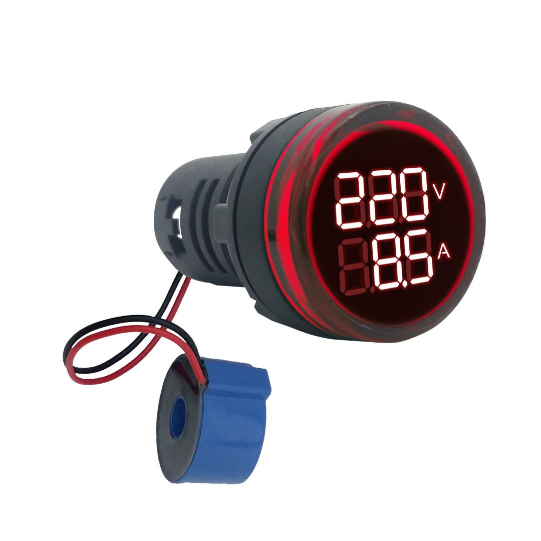 Mini Volt-Amperímetro digital LED 80-500Vca y 100A~. ROJO