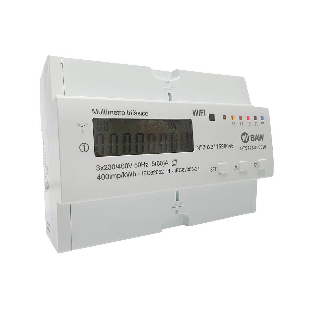 Multimedidor trifásico WIFI registra kWh. 3x5(60)A 3x230/400V