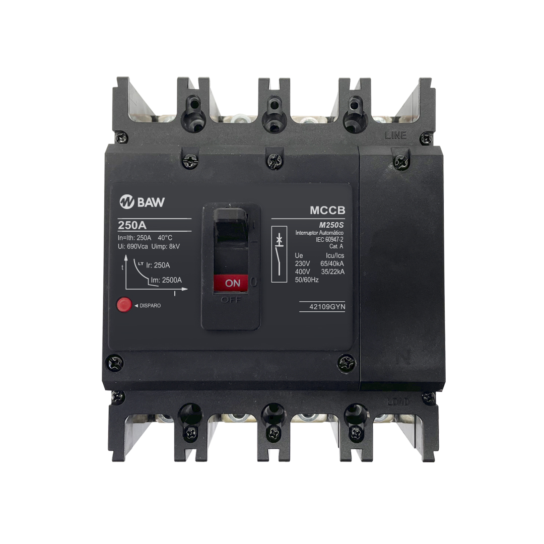 Interruptor automático (MCCB) con protección TMg fija. In: 250A 4P 400V.