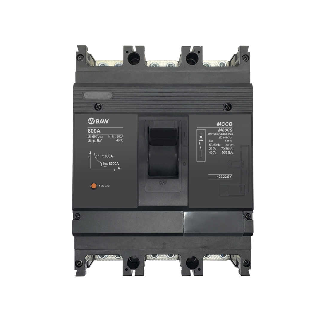 Interruptor automático (MCCB) con protección TMg fija. In: 800A 3P 400V.