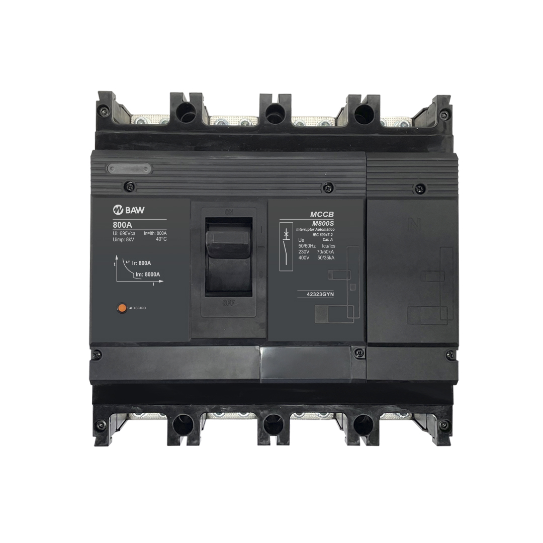 Interruptor automático (MCCB) con protección TMg fija. In: 800A 4P 400V.