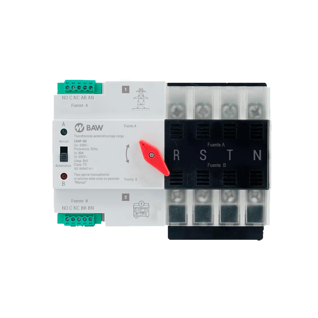 Llave conmutadora de Transferencia Automática Tetrapolar ATS 4P 80A.