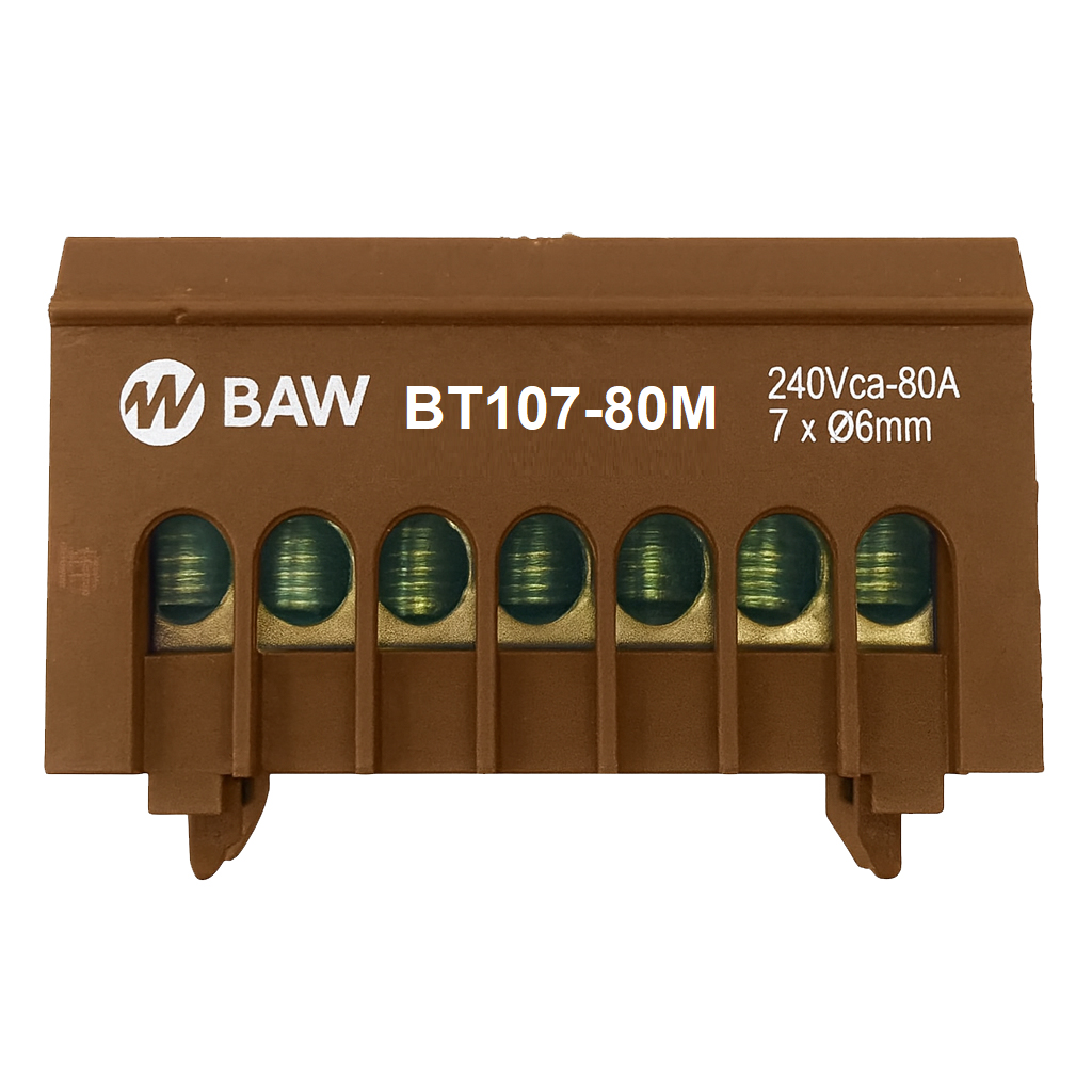 Repartidor modular 1P Tomas: 7 (1,5-6mm²) 55x14x27mm. MARRÓN