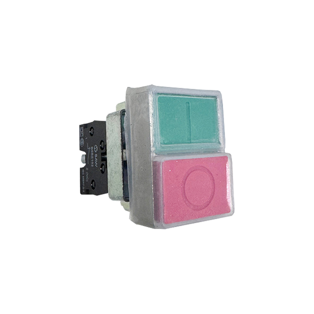 Pulsador doble p/panel c/capuchon de goma IP55