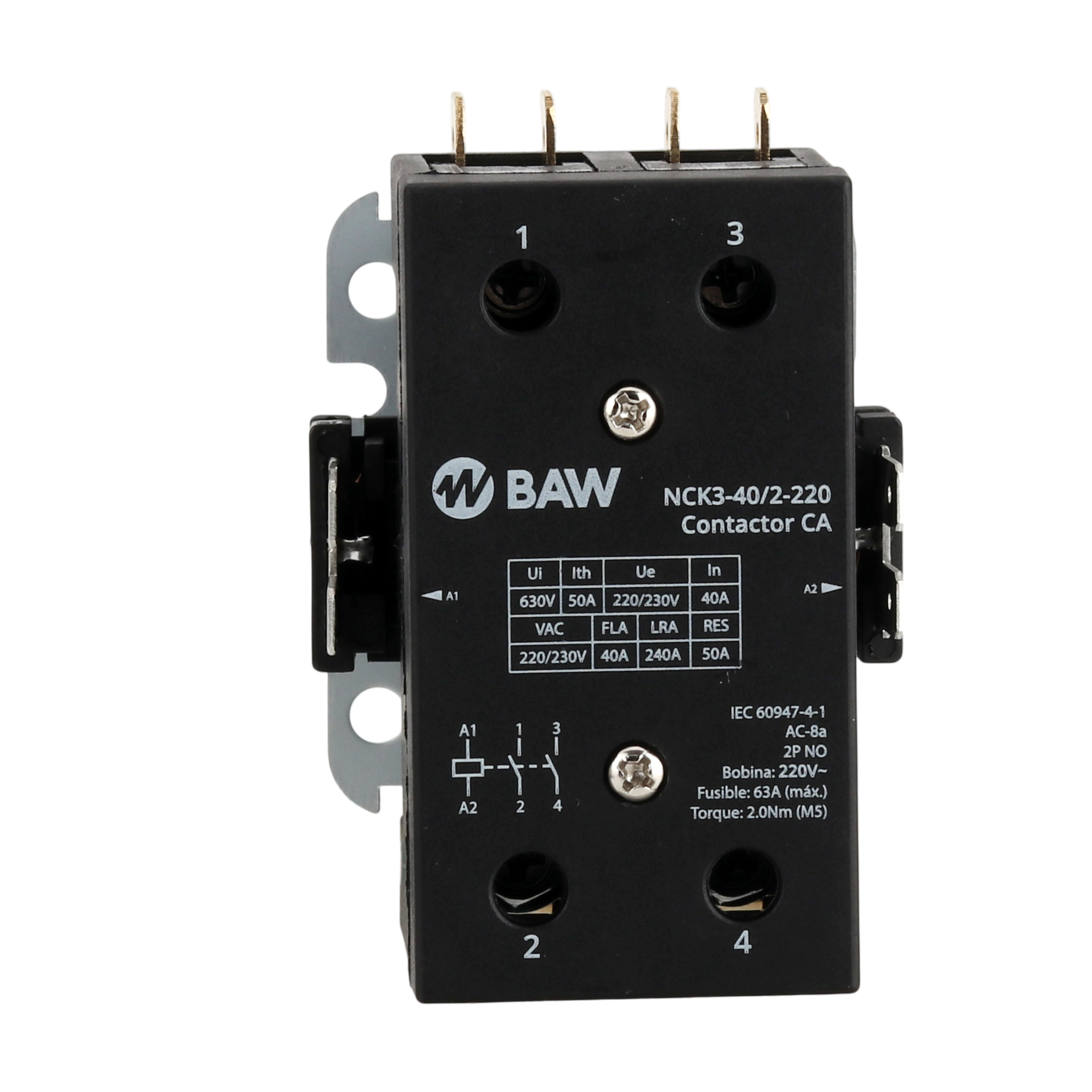 Contactor para refrigeración 40A 2 polos NO bobina 220V