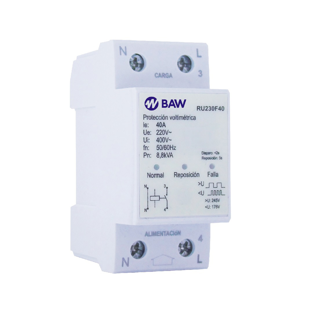 Protección analógica de tensión monofásica. Ue: 176-245V 40A