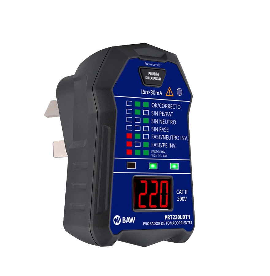 Probador de Tomacorrientes Digital 10A con display