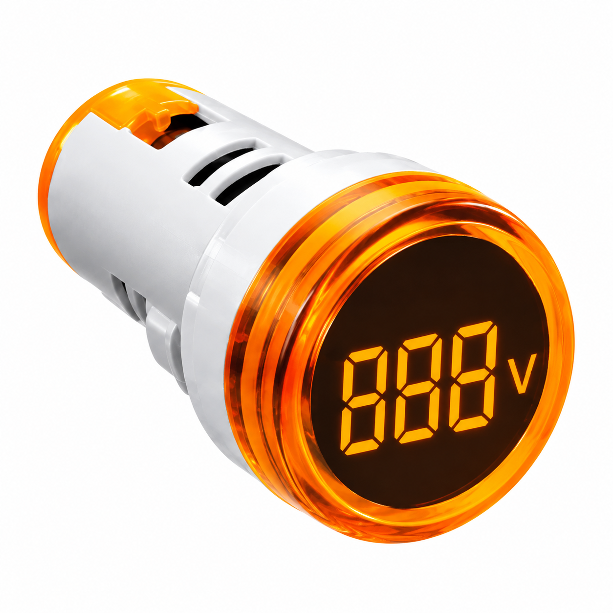 Mini Voltímetro digital LED Ø29mm. 80-500Vca. P/panel. ÁMBAR